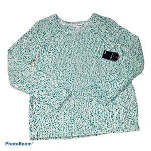 St Johns Bay Pullover Sweater Green and White Christmas Season LARGE NWT